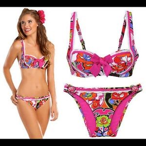 Betsy Johnson Deco Rose Bikini Top